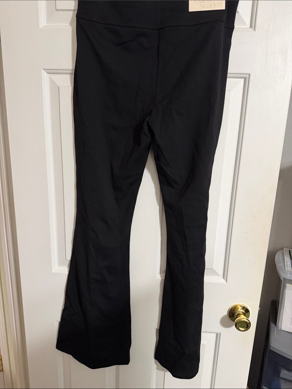 Black Boot-Cut Stretch Pants with Clean Waistband - Picture 3 of 3